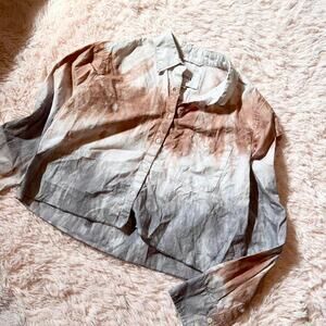 Pistola Tie Dye Earthy Minimalist Artistic Ombré Granola Button Down Crop Top